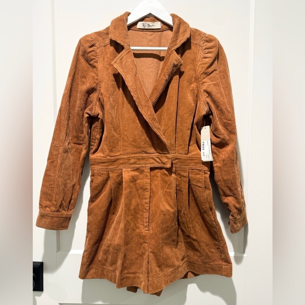 Love you bunches brown corduroy shorts romper size M NWT
